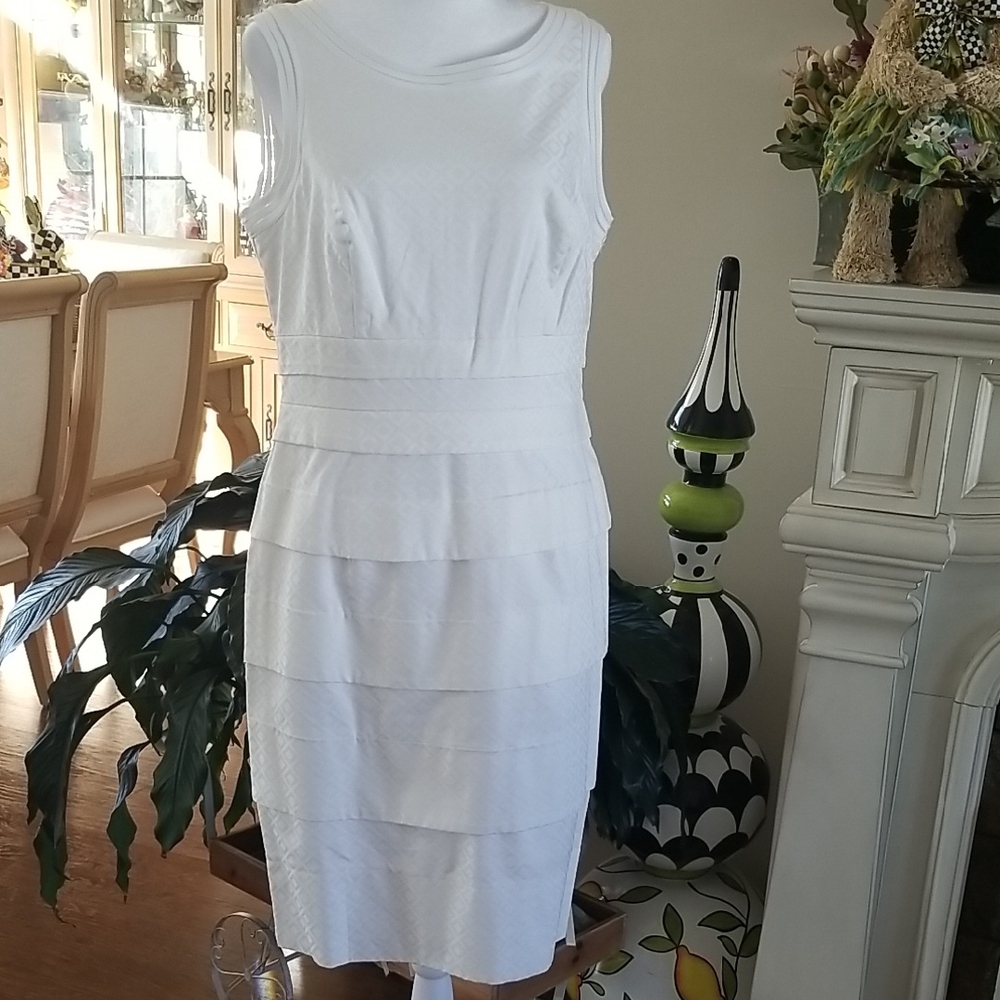 White House Black Market Layered White Midi Dress